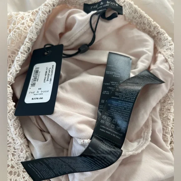 NWT $278 Rag & Bone Cream Crochet Wide Leg Pants Liv Mesh Turtledove Size XS - Picture 12 of 14